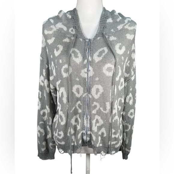 POL | Anthropologie | Animal Print Zipper Front Hoodie - Picture 1 of 5
